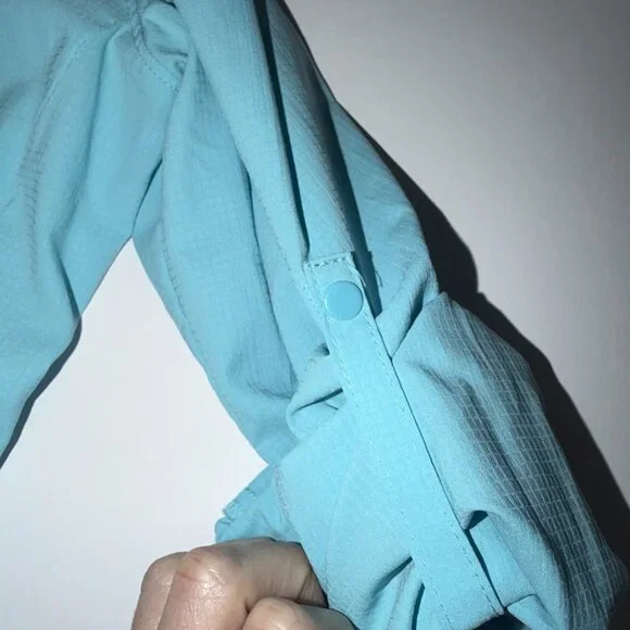 Columbia Shirt Women Small Blue Button Up Fish Angler Vented Long Sleeve PFG - Picture 7 of 12